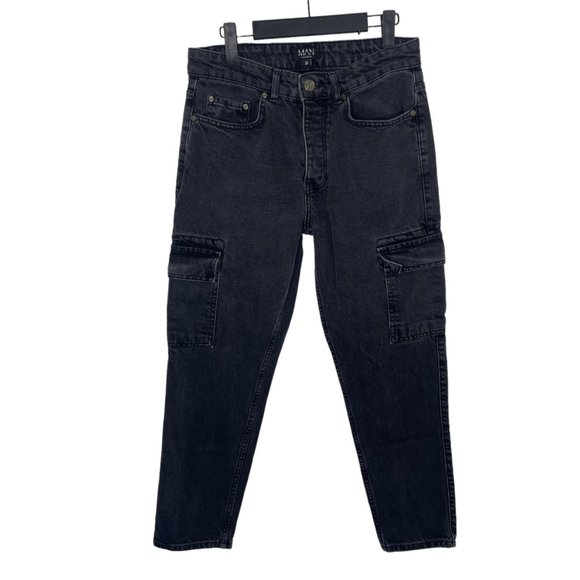Boohoo Other - Boohoo Man Men's Jeans Size 30 Faded Black Cargo Inspired Skinny Leg Button Fly